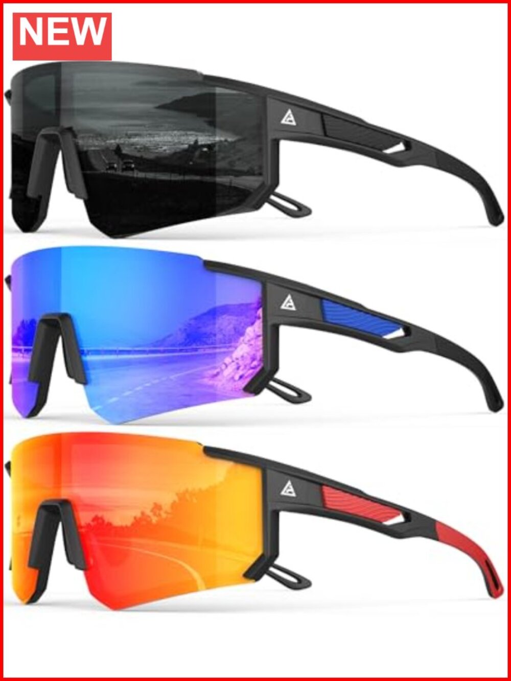 Polarized Sports Sunglasses UV400 Protection Wrap Around for Cycling Running